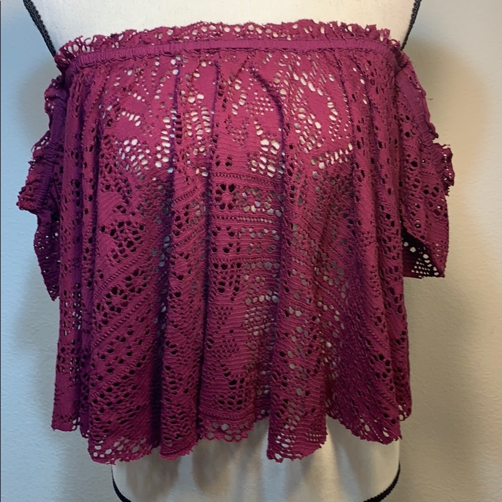 Free People Beach off shoulder lace cropped top - Picture 2 of 4